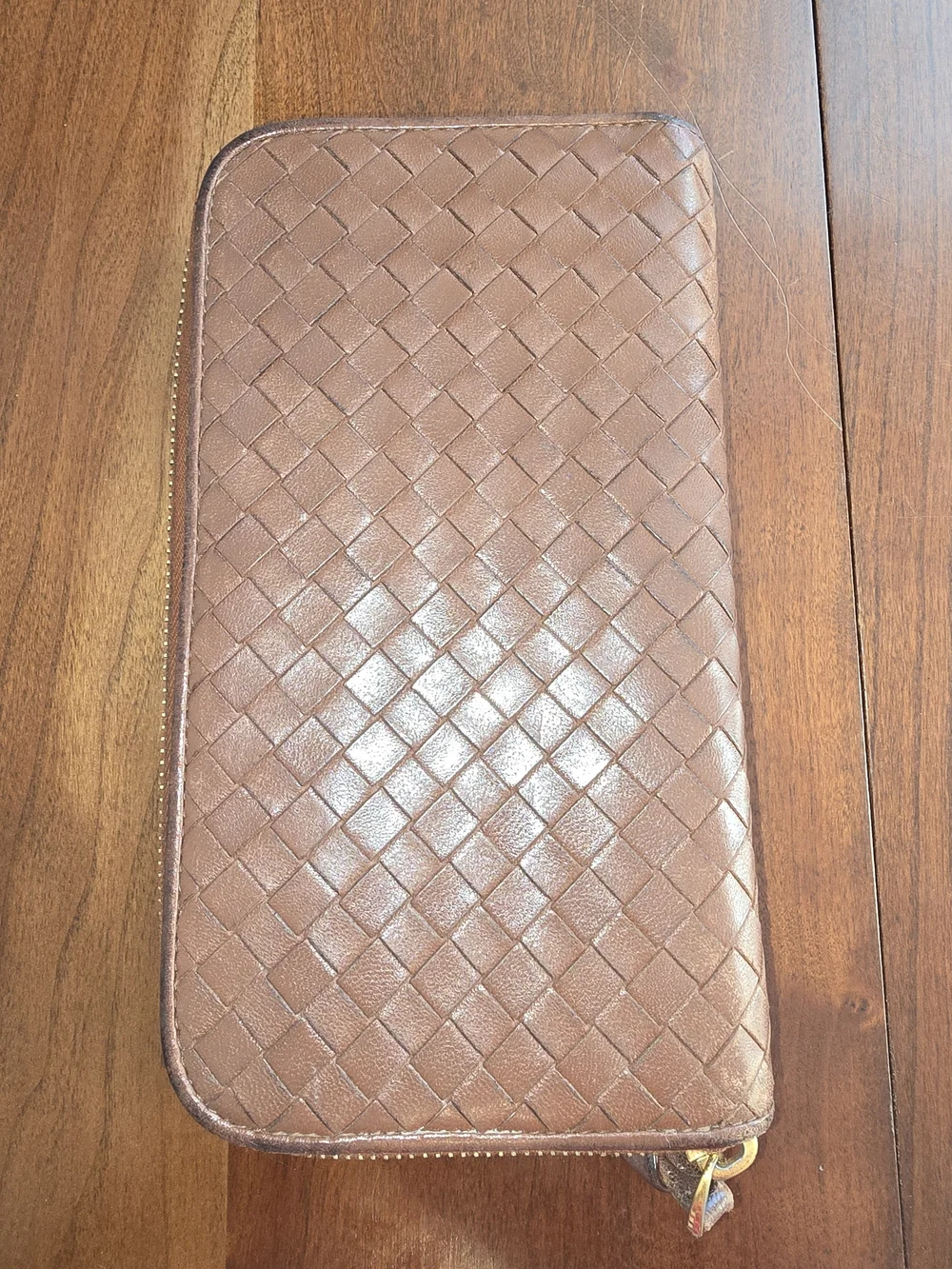 Genuine Bottega Veneta Woven Zip-Around NAPPA Leather Intrecciato Wallet, EUC